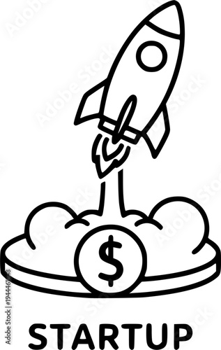 Business startup, idea. Rocket takes off vector illustration

