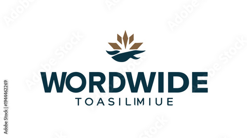 Modern abstract business logo element with stylized leaf and wave shapes in deep blue and gold tones on a white background.