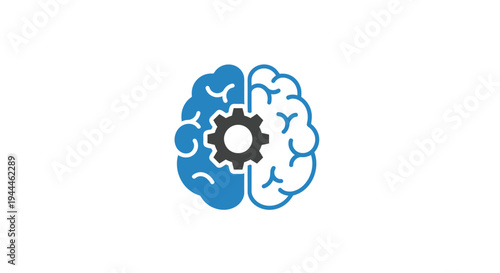 Brain with gear inside cerebral cortex.