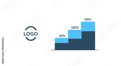Business Graph with Percentage Increase.