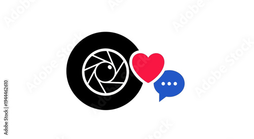 Camera Lens Heart Chat Icon.