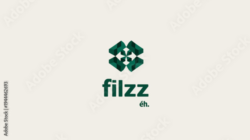 Abstract Green Geometric Logo Design with Stylized Symmetry. Modern Brand Identity Element or Icon on Light Background.