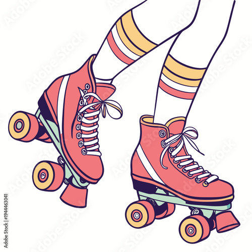 A pair of red roller skates with white laces