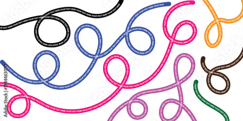 Colorful squiggles and loops on white background