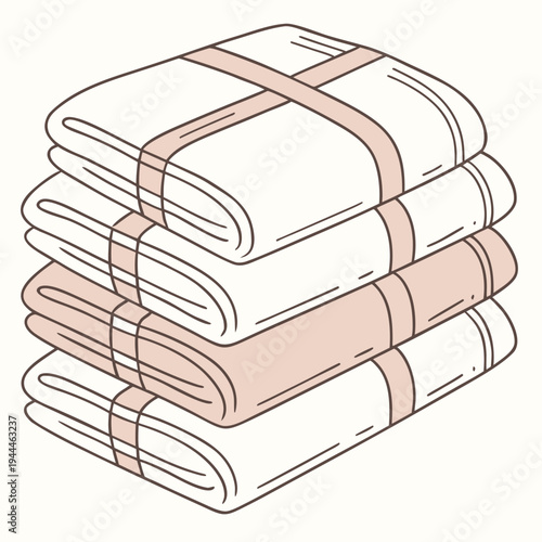 A stack of neatly folded and tied towels