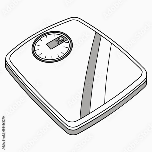 A mechanical bathroom scale with a dial
