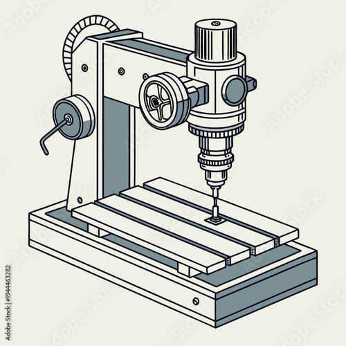 A milling machine with a drill bit