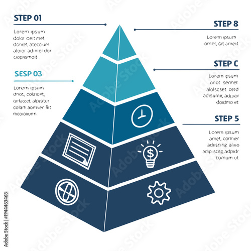 Pyramid infographic template with business finance