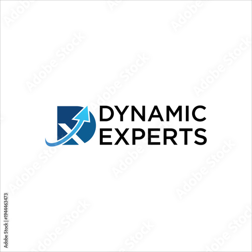 Dynamic Experts logo vector icon modern business growth arrow abstract professional branding identity blue corporate design clean minimal symbol