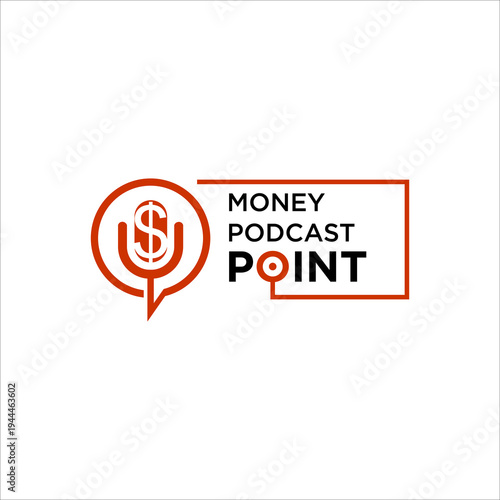 economy Money Podcast Point Logo Vector Icon Modern Finance Microphone Symbol
