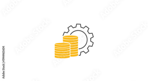 Coins and gear icon symbol.