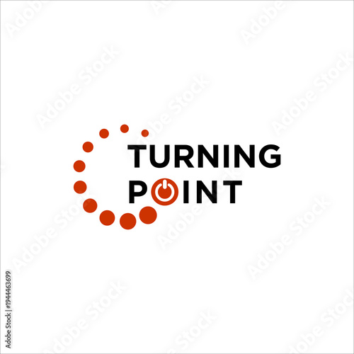 Turning point logo vector icon with power button symbol circular technology concept modern business startup transformation branding design isolated on white background