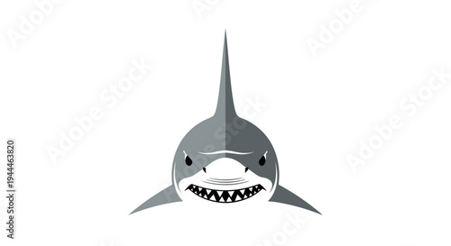 Cartoon shark head with sharp teeth.