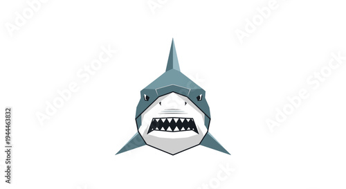 Cartoon shark head with sharp teeth.