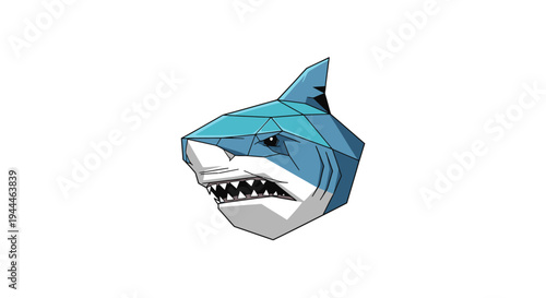 Cartoon shark head with sharp teeth.