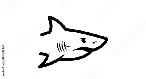 Cartoon shark swimming in water.