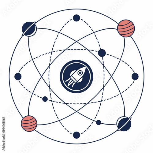 Solar System with Rocket planets space astronomy