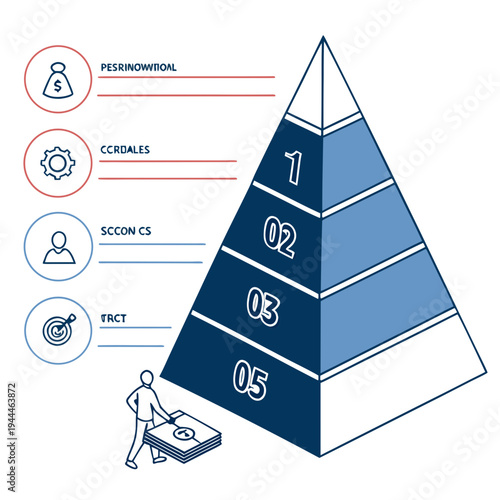 Pyramid chart with and labels business finance