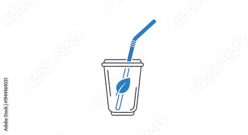 Clear plastic cup with straw.
