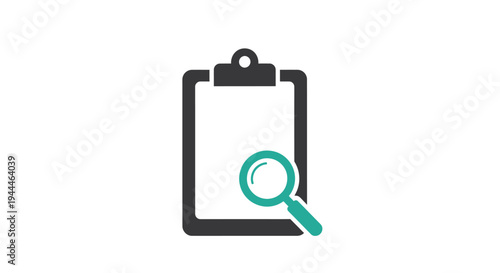 Clipboard with magnifying glass icon.
