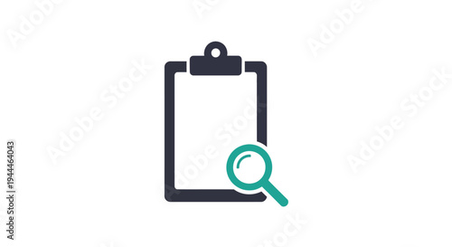 Clipboard with Magnifying Glass Icon.