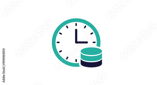 Clock and Database Icon Illustration Design.