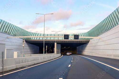New part of A16 highway between A20 and A13 at Rottemeren tunnel in Rotterdam