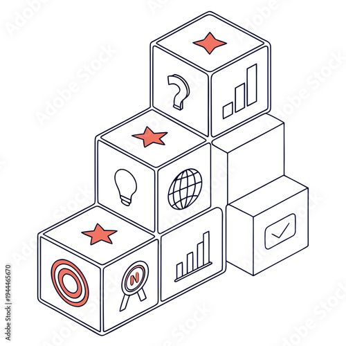 Stacked cubes with business strategy infographic diagram