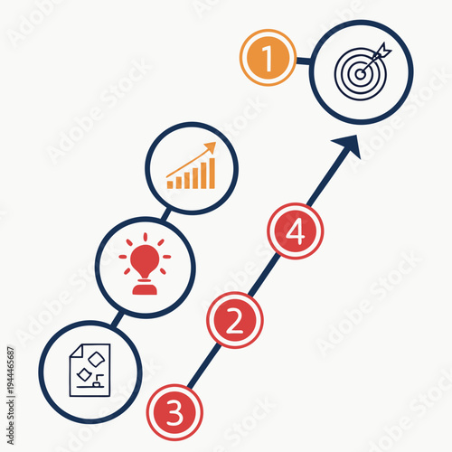 Step-by-step business process infographic with steps