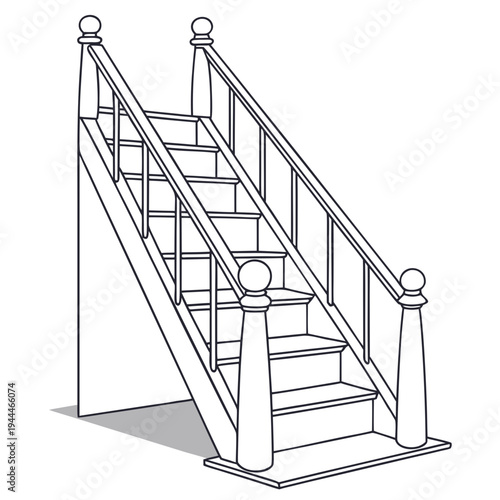 Staircase with railing stairs handrail banister