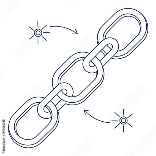 Two linked chains with arrows links symbol business