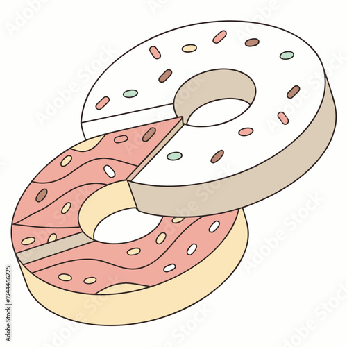 Two Donuts with Different Toppings pastries sweets
