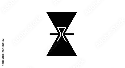 Hourglass Silhouette with Hour Hand Symbol.