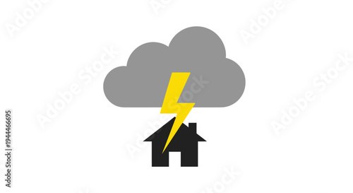 House Hit by Lightning Storm Weather.