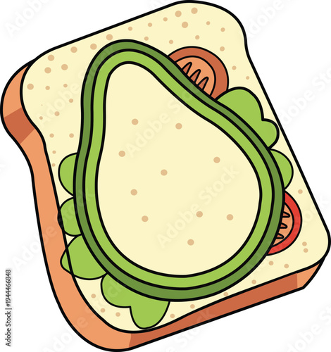 Delicious sandwich with green peppers and tomatoes on white background vector illustration