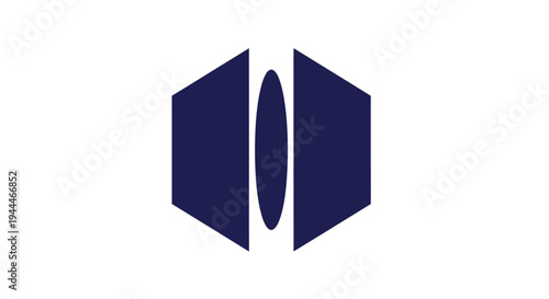 Navy Blue Geometric Shapes Logo Design.