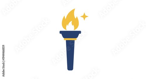 Olympic Torch Icon with Flames and Sparkle.
