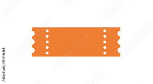 Orange Cinema Movie Ticket Stub Isolated.