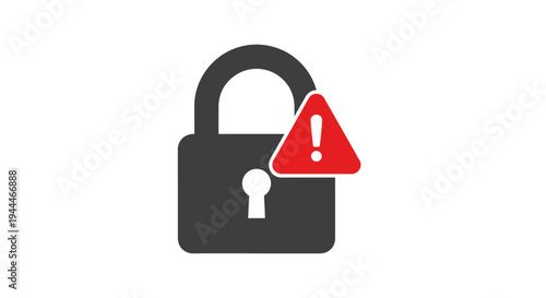 Padlock with warning sign icon.