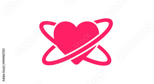 Pink Heart Icon with Rings Symbol.