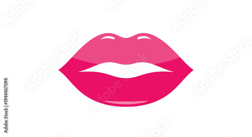 Pink Lips Illustration Closeup Female Mouth.