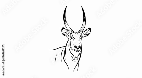 Minimalist line art of an antelope's head and upper body