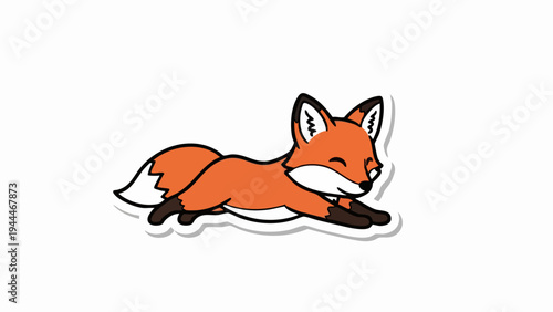 Cartoon fox running with a happy expression on white background.