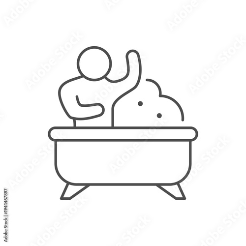 Person taking bath line icon