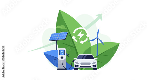 Green Energy for Electric Vehicles: Sustainable EV Charging Station with Solar Panels & Wind Turbine
