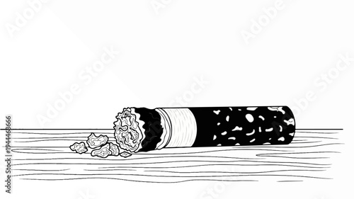 A hand-drawn black and white illustration of a cigarette