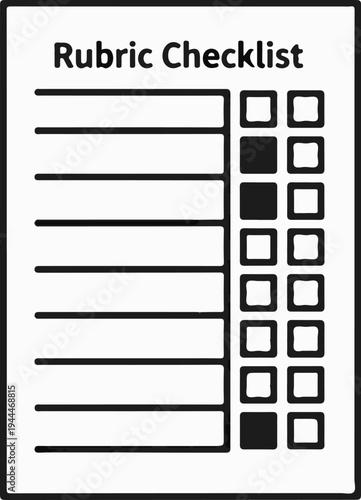 A checklist with the  "Rubric Checklist" and multiple checkbox options