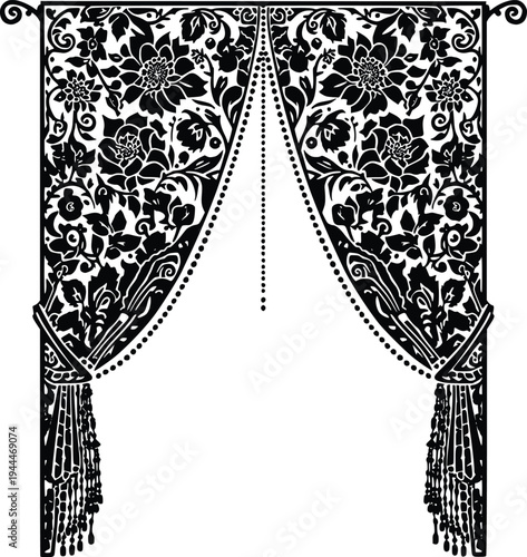 Elegant traditional hanging lanterns and decorative ornaments illustration