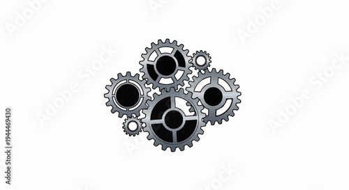 A group of interconnected metallic gears in a cluster