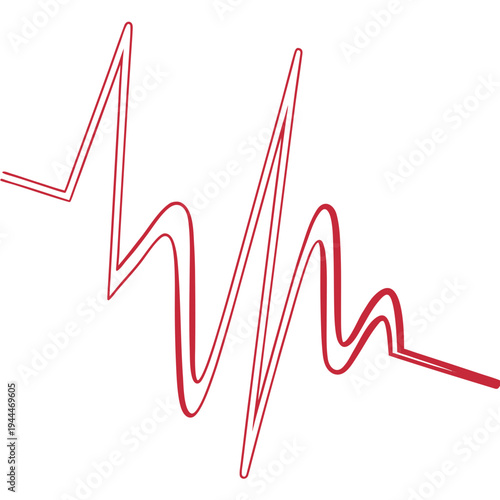 A red ecg heartbeat line graph on a white background